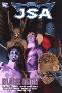 Portada de JSA: Black Reign. Por John Watson. Tomo que recopila JSA #56-#58 y Hawkman Vol4 #23-25.