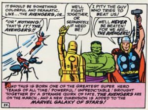 Viñeta de The Avengers #1 (63). Por Jack Kirby.