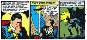 Viñetas de Detective Comics #33. Por Bob Kane y Sheldon Moldoff