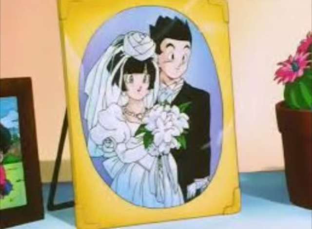 Boda de Gohan y Videl... con vestimenta mucho más formal y dicho sea de paso, elegante.