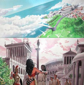 Isla Paraiso (arriba), Temiscira (abajo). Por Alex Ross