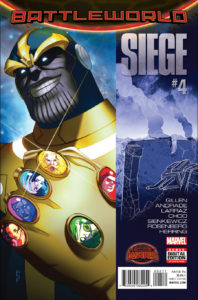 Portada de Secret Wars: Siege #4. Por W. Scott Forbes.